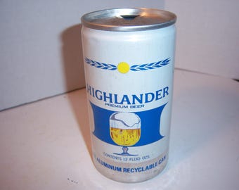 KN - 1970-80's Highlander Premium Beer Rhinelander Brewing Co Seattle Washington 12 oz EMPTY All Aluminum beer can breweriana stout ale