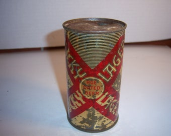 TM1 - 1950's Lucky Lager Beer General Brewing Co  San Francisco Ca 12 Fl oz Beer Flat top metal can