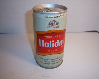 1970's Wisconsin Holiday Beer Jos Huber Brewing Co Monroe Wis 12 oz EMPTY Steel beer breweriana ale stout can