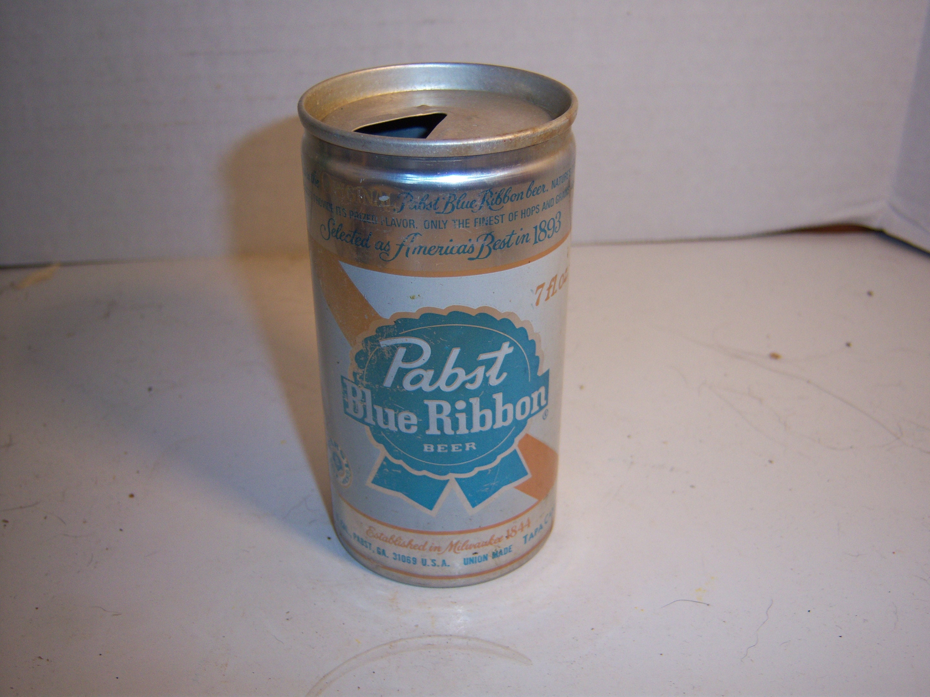 1970's Pabst Blue Ribbon Tapa Can 7 Oz Milwaukee Wis Peoria Ill