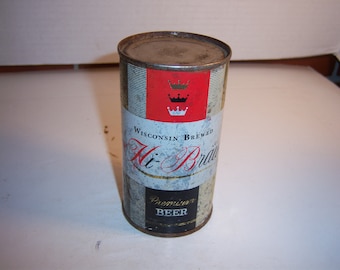 RS - 1950's Hi Brau Premium Beer Huber Brewing Co Monroe Wisconsin 12 oz EMPTY Flat Top steel beer can No 3