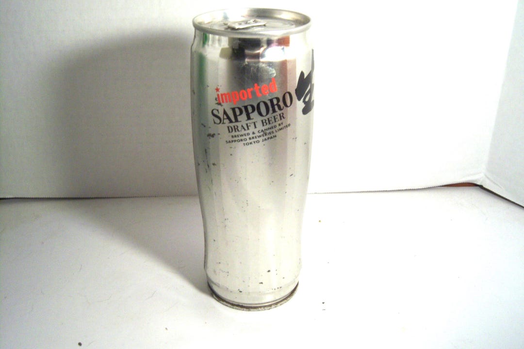 1970's Sapporo Draft Beer Tokyo Japan 22 Oz EMPTY Steel Beer Can