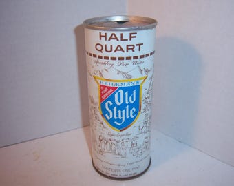 LE - 1970's Old Style Light Lager Beer Heileman Brewing Co Newport Ky Sheboygan Wisc La Crosse Wis Half Quart EMPTY Steel beer can