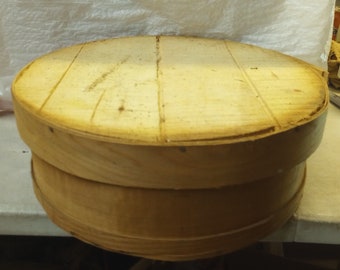 JS -1940-60&#39;s  15&quot; Diameter ROUND Wooden Cheese milk dairy bottle crate box decor arts crafts