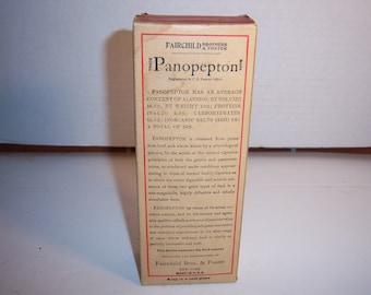 BW - 1900's Fairchild Brothers & Foster NY Panopepton Medicine bottle with box 7 inches tall medicine bottle