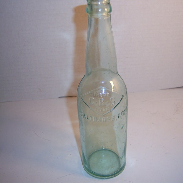 PA1 - 1930's GBS Baltimore MD 9 1/2 inch tall Aqua beer bottle breweriana