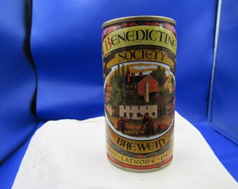 KN - 1970's Benedictine Society Jos Huber Brewery Monroe Wisconsin Latrobe Pa 12 oz EMPTY beer ale can breweriana stout ale