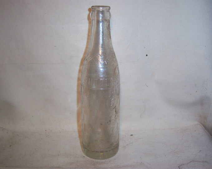 1940's Rutter's Beverages Fort Lee NJ 8 Oz Clear Deco Soda Bottle 8 5/8