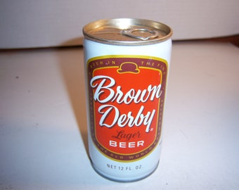 CMA - 1970-80s Brown Derby Lager Beer 12 oz Pittsburgh Brewing Co PA STEEL beer can