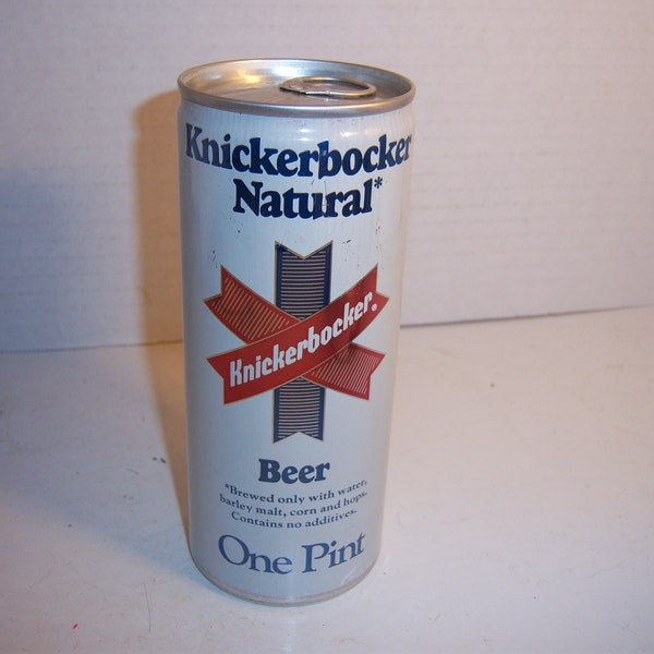 1970's Knickerbocker Beer Blue Red Barred Banners Ruppert Brewery Philada Pa Cleveland Ohio 12 oz Steel can beer can breweriana stout ale