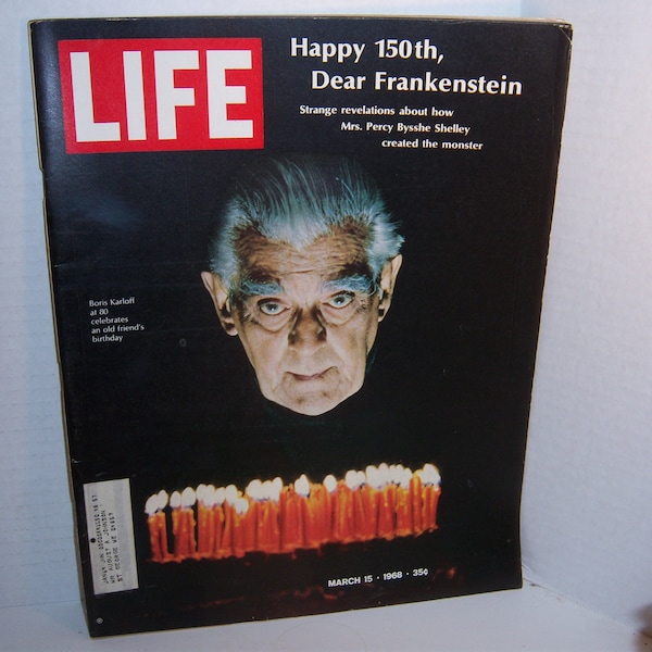 March 15, 1968 Life Magazine Boris Karloff Actor Mrs Percy Shelley Frankenstein Creator Horror Sci Fi Movies