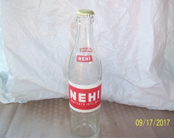 1967 Nehi 10 oz clear acl painted label soda bottle 9 3/4" tall