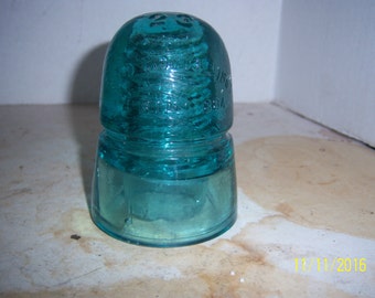 Early W. Brookfield 45 Cliff St New York 2 Patent Dates 4 1/2" Aqua Telephone Insulator Paper Weight Crown Jewel Wire