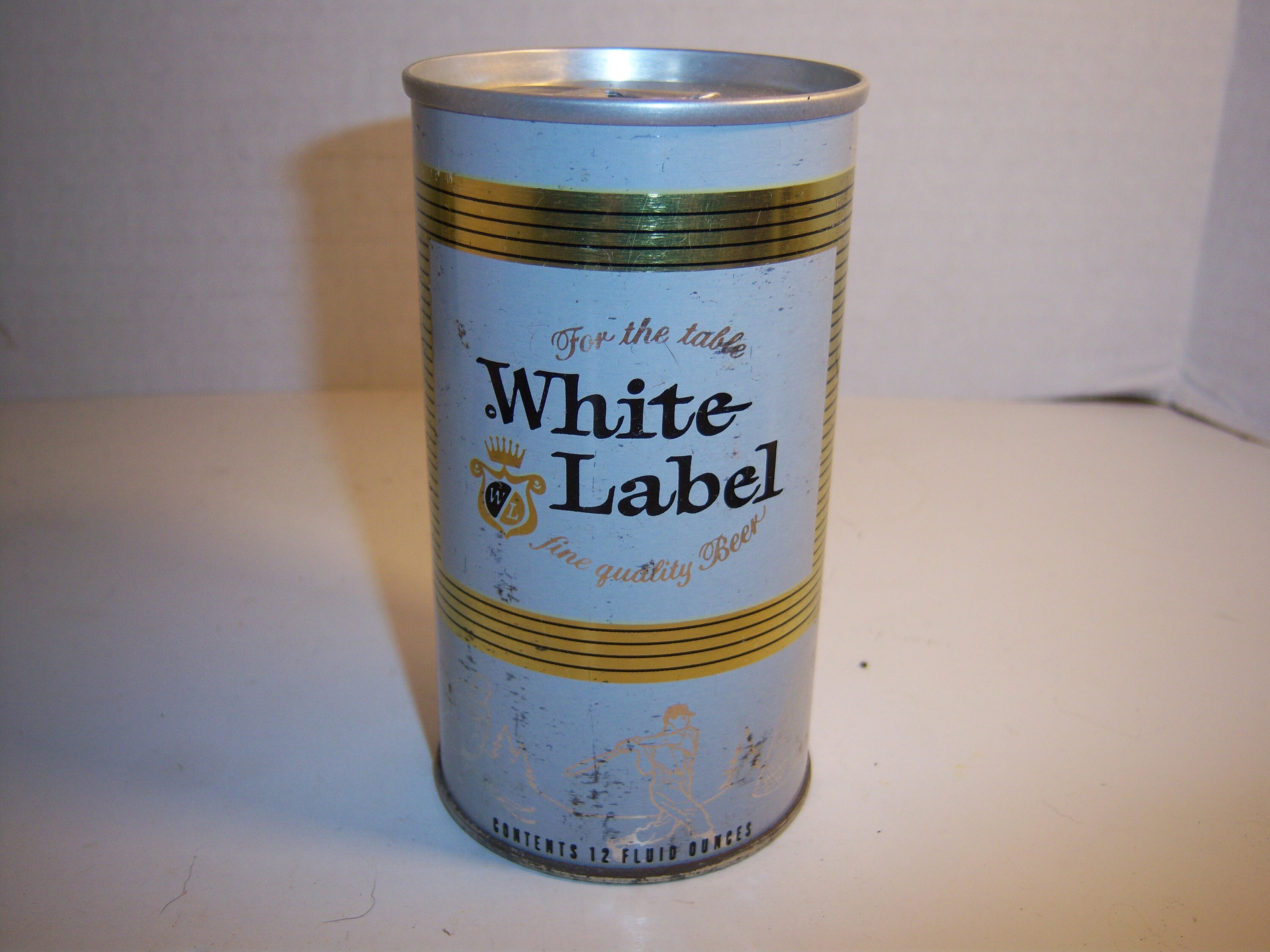 1970's Cold Springs Brewing Co Minn White Label Beer Air Sealed Pull Tab Steel 12 oz Metal can beer can