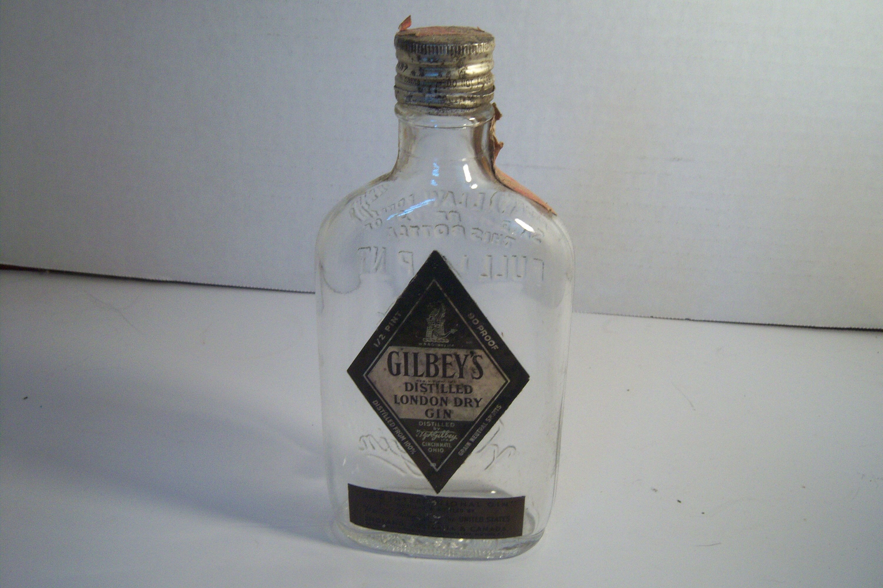 1960's Gilbey's Distilled London Dry Gin Cincinnati Ohio EMPTY