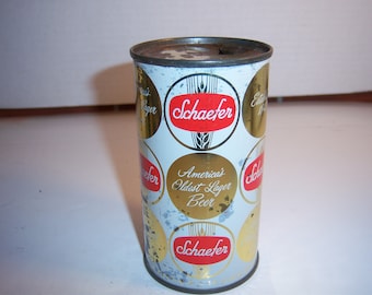 TM1 - 1950's Schaefer Lager Beer F & M Schaefer Brewing Co Albany NY 12 Fl oz Beer Flat top metal can