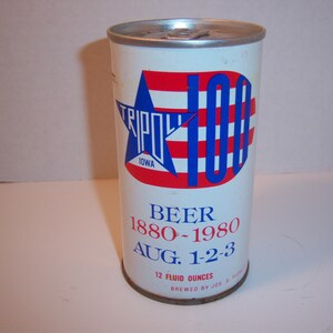 CMA - 1980&#39;s Tripoli Iowa Centennial Jos Pickett & Sons Dubuque Iowa 12 oz EMPTY Steel Pull Tab beer can
