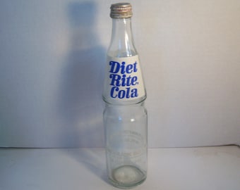 1971 Diet Rite Cola Coca Cola Bottling Co Macon Ga 16 oz aqua acl painted label soda bottle 10 7/8" tall