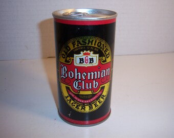 KN - 1970's Bohemian Club Lager Beer Jos Huber Brewing Co Monroe Wisconsin 12 oz EMPTY Pull Tab Steel  beer can