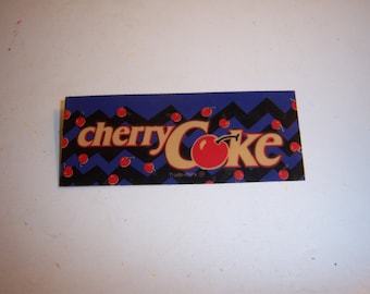 JS - 1960-70&#39;s Cherry Coca Cola Bottle Unused Shelf Label Soda Advertisement