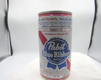 ZC - 1970-80s Pabst Blue Ribbon Tapa Can 12 oz Milwaukee Wisc Peoria Hts, Ill Newark NJ ALUMINUM beer can No D