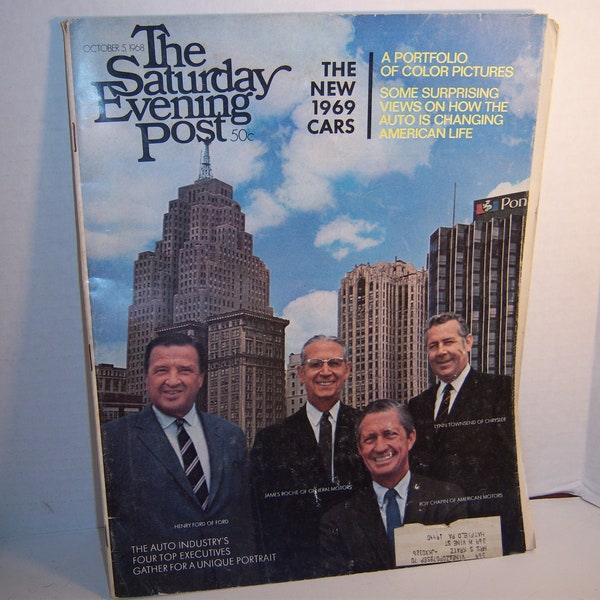 October 5, 1968 Saturday Evening POST Magazine Auto Industries Top 4 executives