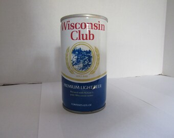 KN - 1970's Wisconsin Club Premium Light Beer 12 oz EMPTY steel beer can Jos Huber Brewing Co Monroe WI
