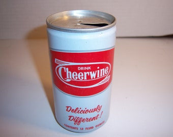 1970&#39;s Cheerwine Deliciously Different Carolina Canners Cheraw SC Salisbury NC 12 Fl oz Soda Pull Tab metal can