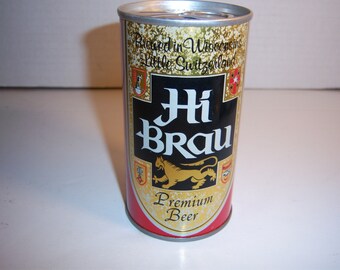 KN - 1970's Hi Brau Premium Beer Jos Huber Brewing Co Monroe Wisconsin 12 oz EMPTY Steel beer ale can breweriana stout ale No 2