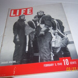 February 5, 1940  LIFE Swedish Aviators Pilots Airplanes Aircraft Magazine