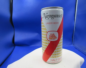 LE - 1970's Narragansett Lager Beer Sailboat Ship Cranston, RI Pull Tab EMPTY Steel Half Quart Falstaff Brewing Co Steel beer can