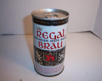 KN - 1970's Regal Bavarian Style Brau Beer 12 oz EMPTY steel beer can Jos Huber Brewing Co Monroe Wisc  breweriana