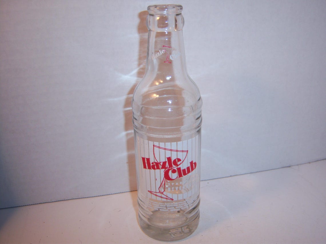 PA6 1963 Hazle Club Beverages Hazleton Pa 7 oz clear acl painted label soda bottle 8 tall No B image 1