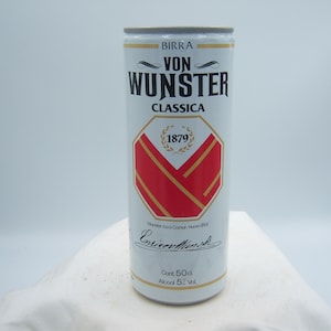 LE - 1970-80&#39;s Von Wunster Birra 16 oz Aluminum EMPTY beer pilsner can breweriana