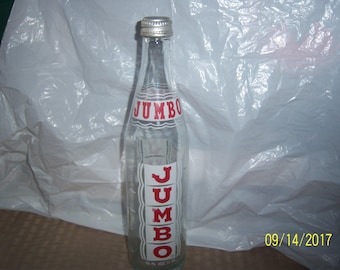 1974 Jumbo 16 oz one pint clear acl painted label soda bottle 10 1/2" tall No 1