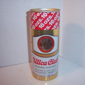 LE- 1970-80&#39;s Utica Club Pilsener Lager Beer West End Brewing Co Utica NY 16 oz EMPTY Aluminum Pull tab beer can No 2