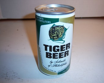 CMA - 1970's Tiger Beer by Schmidts of Philadelphia 12 oz Pull Tab steel beer can Schmidt and sons Philadelphia PA Cleveland OH