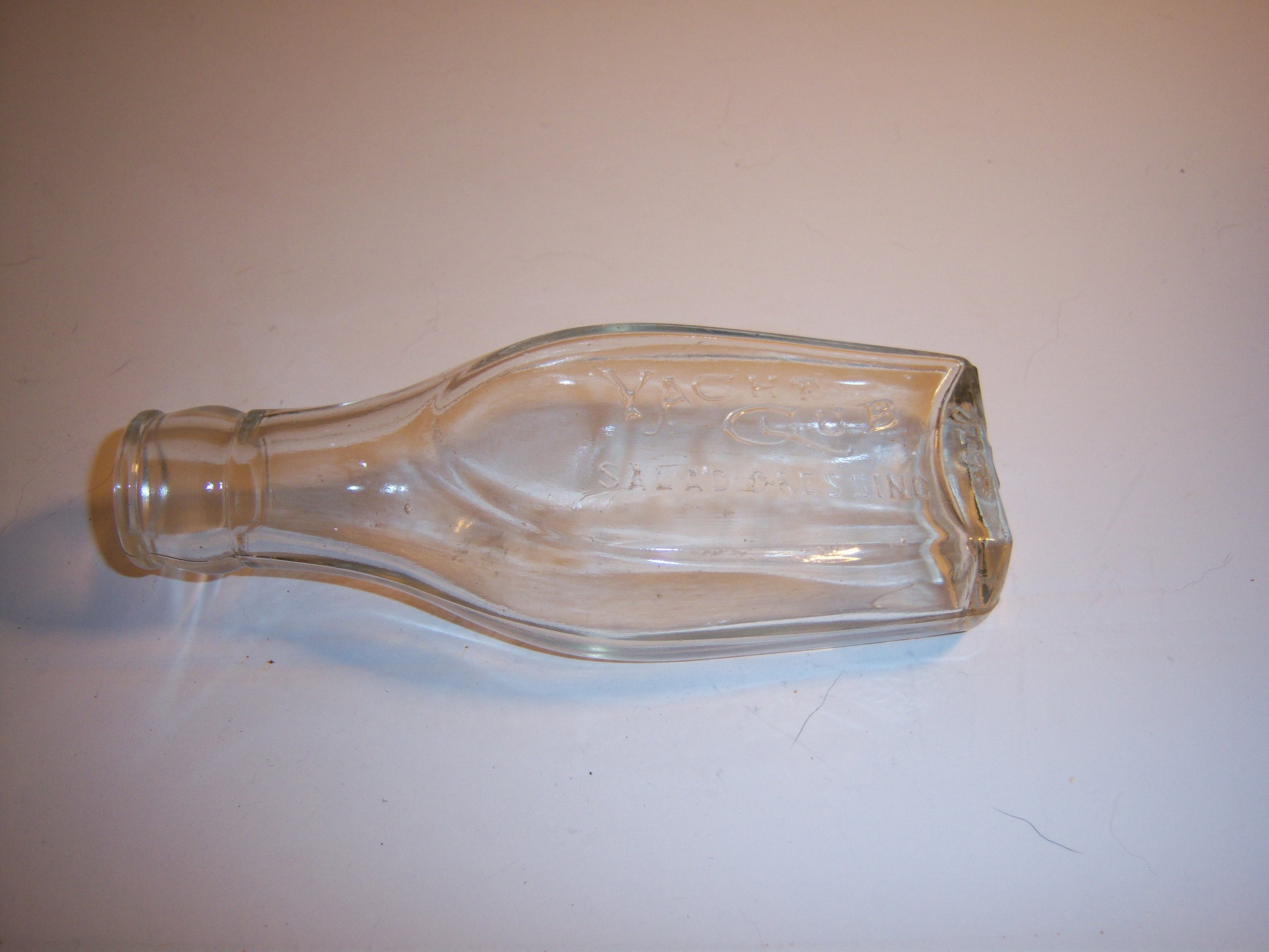 yacht club salad dressing bottle Vintage Yacht Club Salad Dressing Bottle Chicago Embossed Glass - 7.5"