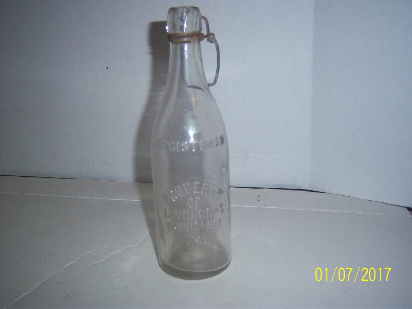 1890 Levin Bros Providence RI Clear Blob Top Beer Bottle 9 Etsy