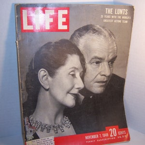 November 7, 1949 Life Magazine Acting partners The Lunts
