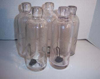 PA1 - 1900- 1910's Lot of 5 Clear Plain  Hutchinson Soda Beer type bottles 6 5/8 inches tall