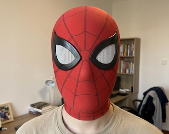 Spiderman Full Face Mask, Red,  Superhero Cosplay Helmet, Halloween Costume Accessory, Standard Size