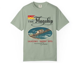 Flagship Hotel Galveston T-Shirt, Historic Pleasure Pier Tee, Vintage Texas Gulf Coast Hotel Shirt