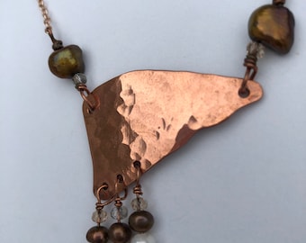 Hammered Copper Asymmetrical Necklace