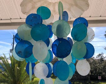 Turquoise /Blue /Seafoam Capiz Shell Wind Chime