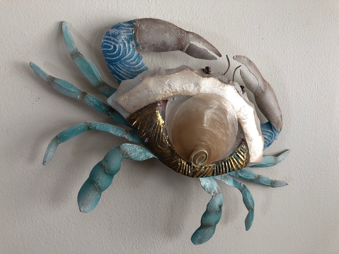 Blue Crab Metal Wall Art Etsy