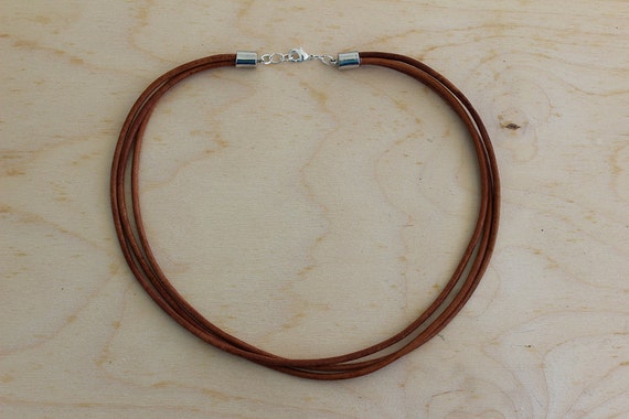 Black Brown Leather Triple Cord Necklace