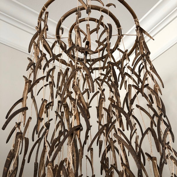 Natural CoCo Tusk Textured Mobile / Chandelier /Art