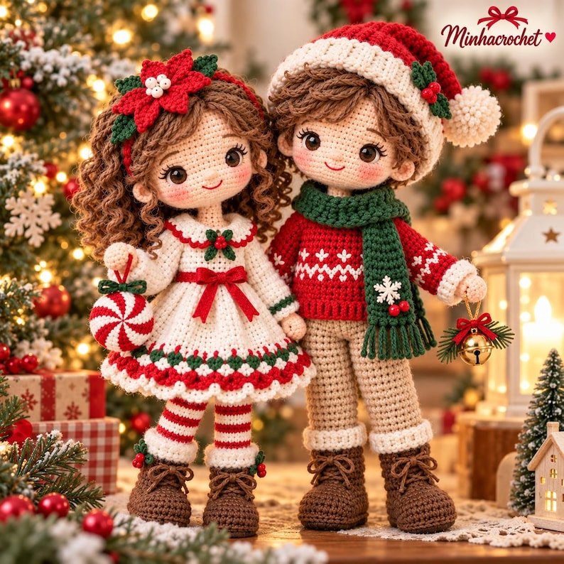 Santa & Mrs Claus Crochet Pattern PDF, Christmas Couple Amigurumi Dolls ...