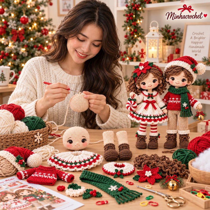 Santa & Mrs Claus Crochet Pattern PDF, Christmas Couple Amigurumi Dolls ...
